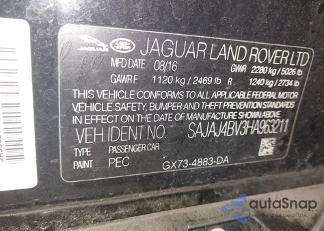 2017 Jaguar Xe 35T Premium z USA, uszkodzony, nr VIN SAJAJ4BV3HA963211